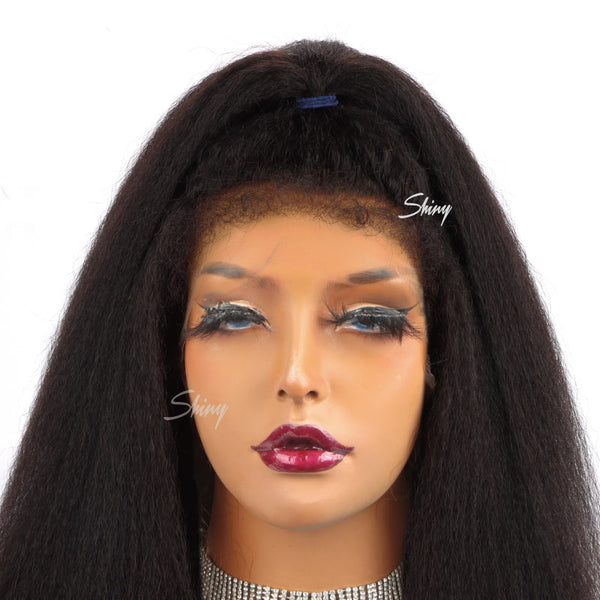 Gemma | 13x6 Swiss Lace Front Wig Kinky Straight 4C Kimmy Hairline Wigs Natural Edges