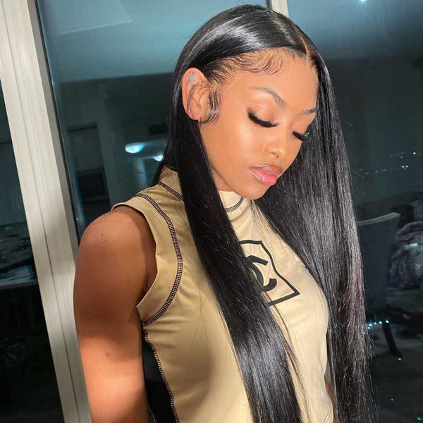Juba | 13X4 Silky Straight Pre Plucked Invisible Swiss Lace Frontal Wig