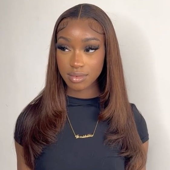 Lowkey | Layered Cut Dark Roots Ombre Brown 5X5 HD Lace Closure Wig