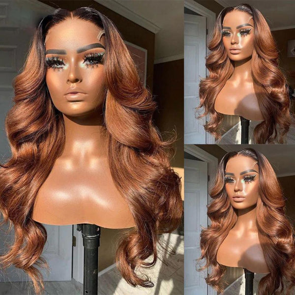Lilian | HD Lace 5x5 Dark Root Ombre Brown Human Hair Wig