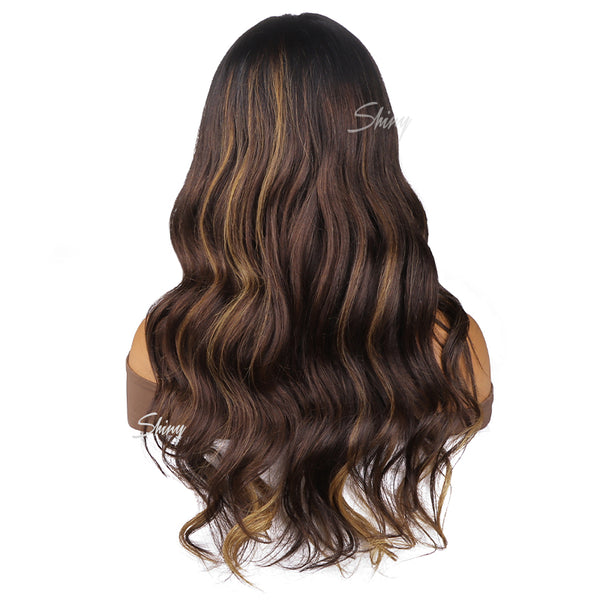 Carla | Side Part Highlight Brown Glueless HD Lace Wig