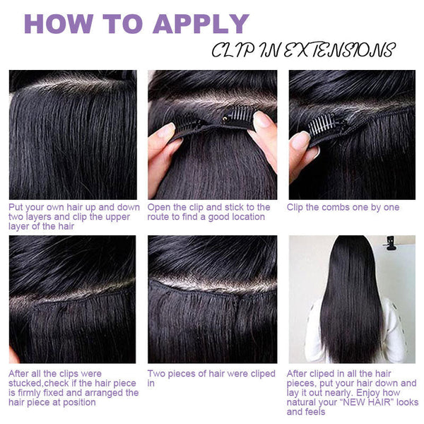 Lee | PU Clip In Hair Extensions Balayage Brown Human Hair