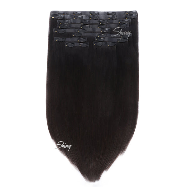 Peggy | PU Clip In Hair Extensions Natural Color Straight 100% Human Hair