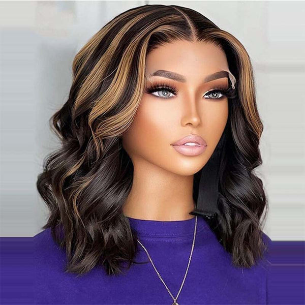 Lekah | New Brown Highlight Color Natural Wavy Hot Style Wig For Beginner