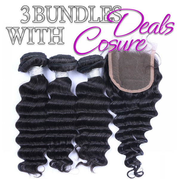 3 Bundles With Lace Closure Deal 100% Virgin Human Hair | Myshinywigs®