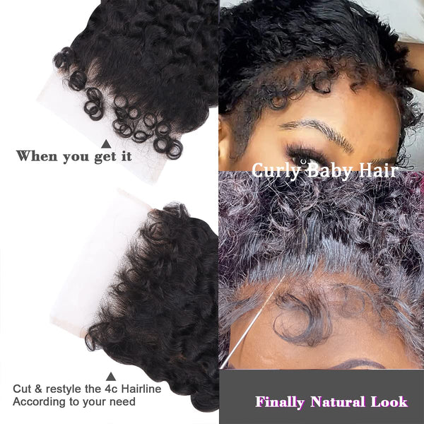 Maven | Skinmelt HD 5x5 Closure Curly Closure With Natural 4B Baby Hair Bleached Knots Yaki Pre Plucked Human Hair