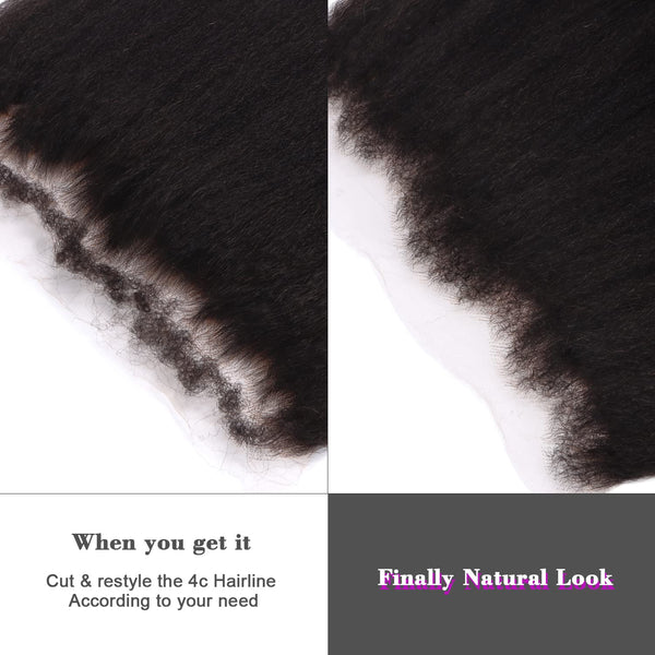 Kama | 13x4 HD Lace Frontal 4C Natural Hairline Kinky Straight Human Hair Pre Bleached Knots