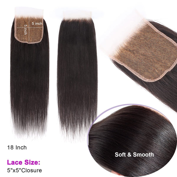 Elvira | Bleached Knots 5x5 Real HD Lace Closure Skinlike Straight Human Hair Closure Pre Plucked with Baby Hair Brazilian Virgin Hair