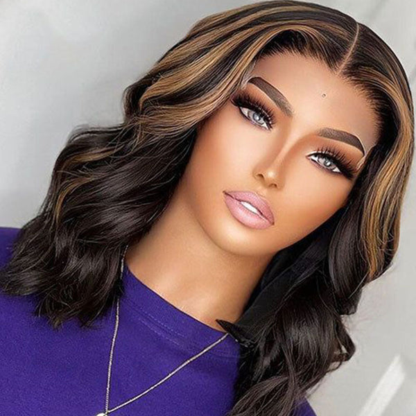 Lekah | New Brown Highlight Color Natural Wavy Hot Style Wig For Beginner