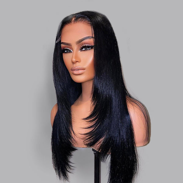 Special | Layer Straight Undetectable Swiss Lace Front Wig 100% Human Hair Natural Hairline