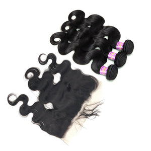 Body Wave 3 Bundles With Lace Frontal Deal 100% Virgin Human Hair | Myshinywigs®