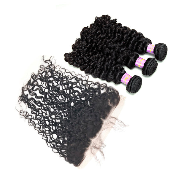 Italy Curly 3 Bundles With Lace Frontal Deal 100% Virgin Human Hair | Myshinywigs®
