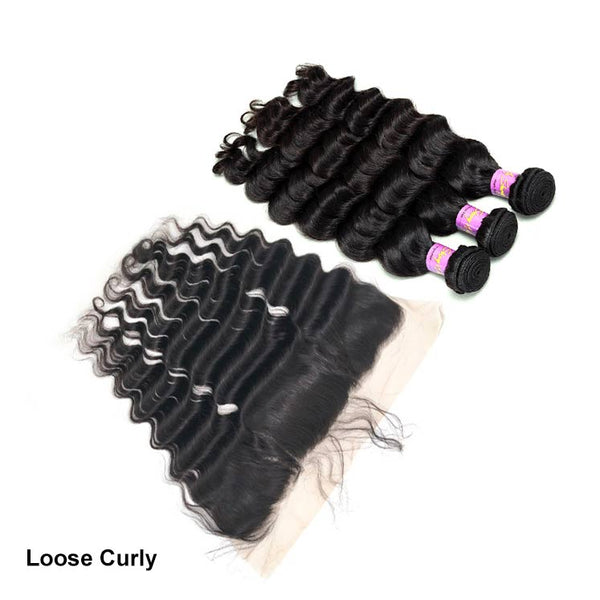 3 Bundles With 13*4 Lace Frontal Deal 100% Virgin Human Hair