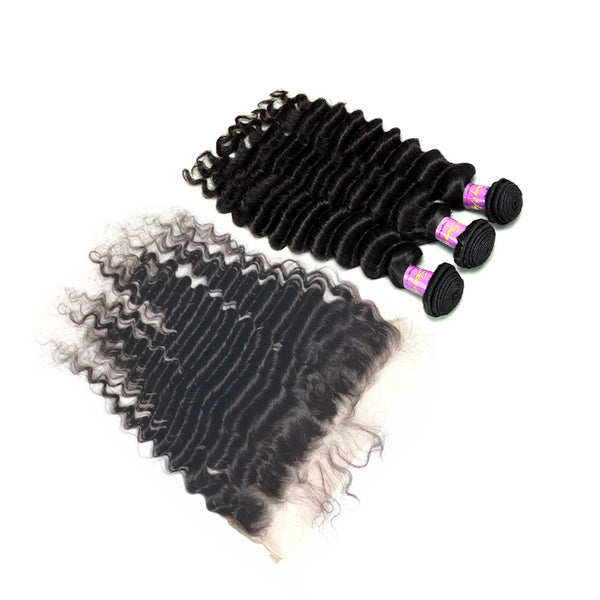 Tropical Wave 3 Bundles With Lace Frontal Deal 100% Virgin Human Hair | Myshinywigs®